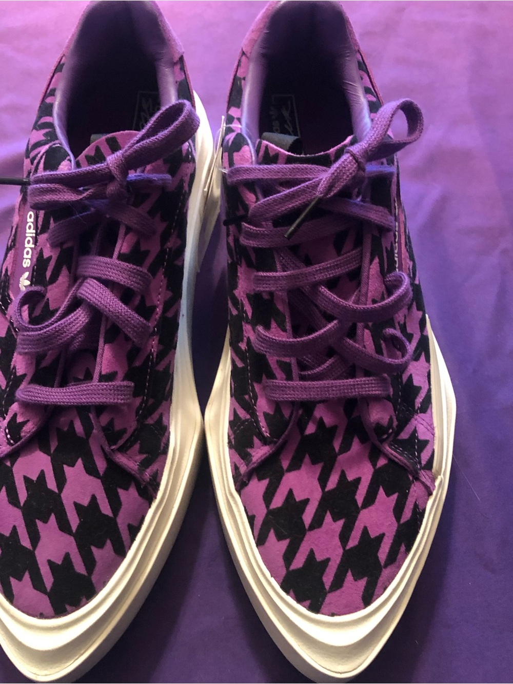 Adidas Hypersleek Platform Sneakers Purple and black houndstooth NWT W 10 - Picture 2 of 11